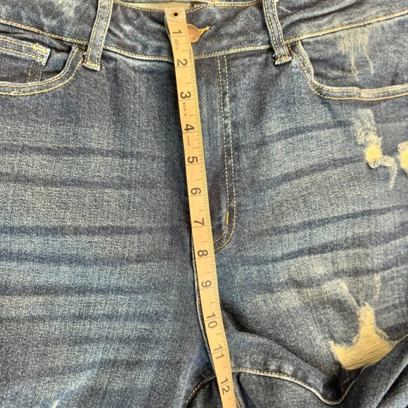 Judy Blue Dark Wash Distressed Boyfriend Fit Jeans Cuffed Q15 - Picture 4 of 7